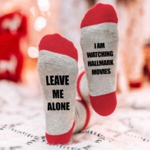 Cozy Red and Gray Hallmark Movie Socks